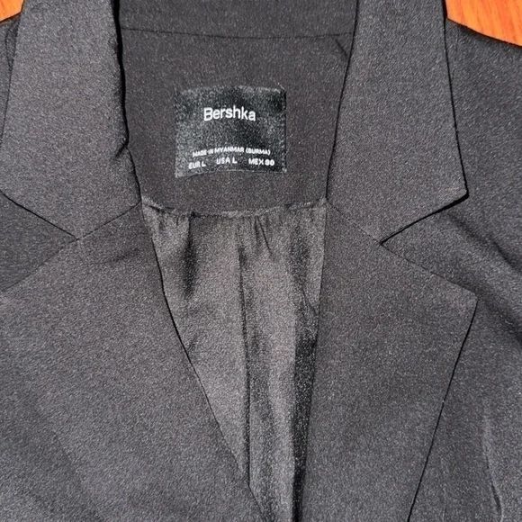 ASOS Bershka belted blazer mini dress black double breasted jacket long L NWOT - Picture 5 of 7